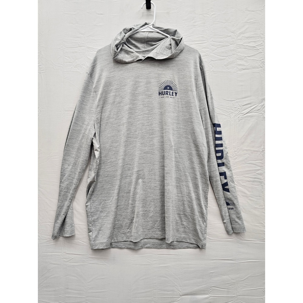 Hurley Mens Hooded UV Graphic T-Shirt Gray Polyester Blend Casual Size XL